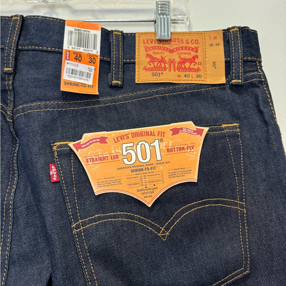 Levi's 501 Original Shrink to Fit Jeans Blue Button Fly - Picture 5 of 12